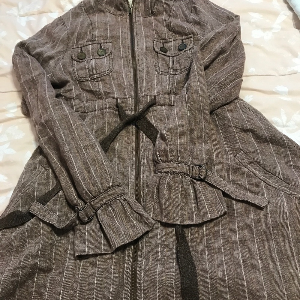 Free people zip up jacket dress linen